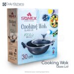 Sonex Nonstick Cooking Wok (Karahi) Glass Lid.